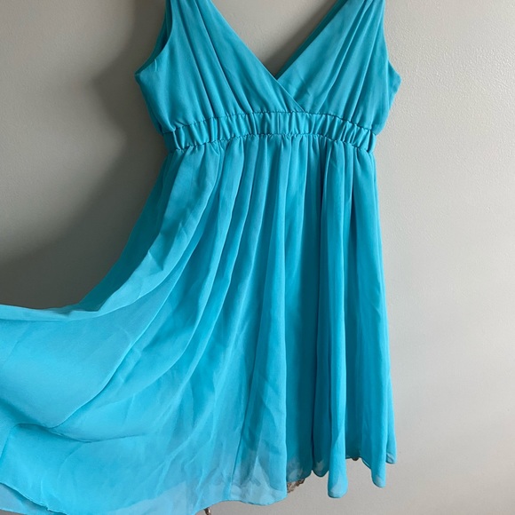 Blue Empire Waist Dress with Lace Detail - Picture 4 of 6